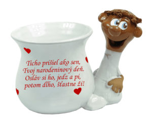 Srdiečková šálka s uchom v tvare muža - ticho prišiel ako sen