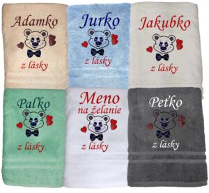 Osuška s mackom z lásky a menom na želanie