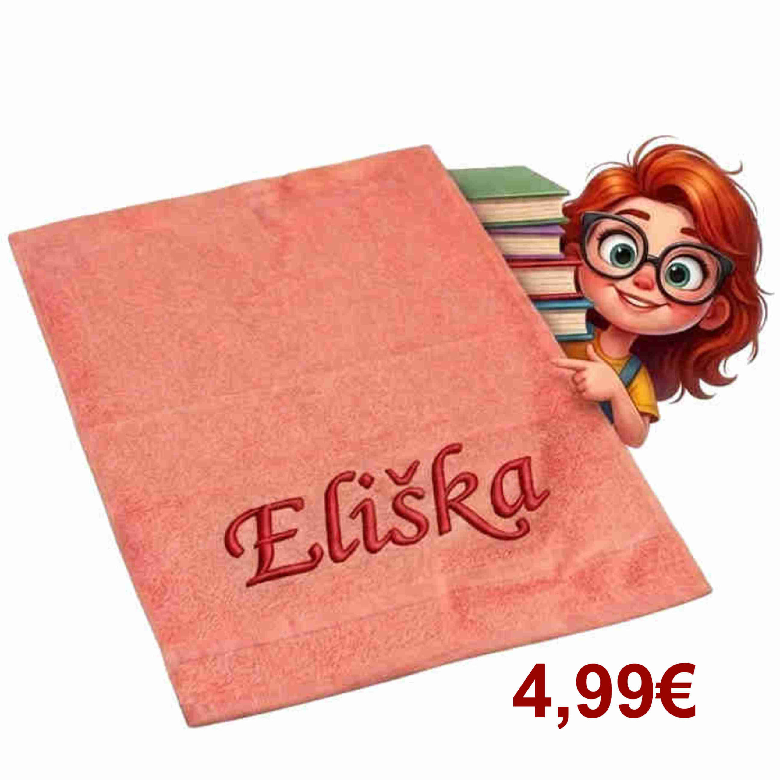 Detský uterák s vlastným menom – Ružový (30x50 cm)