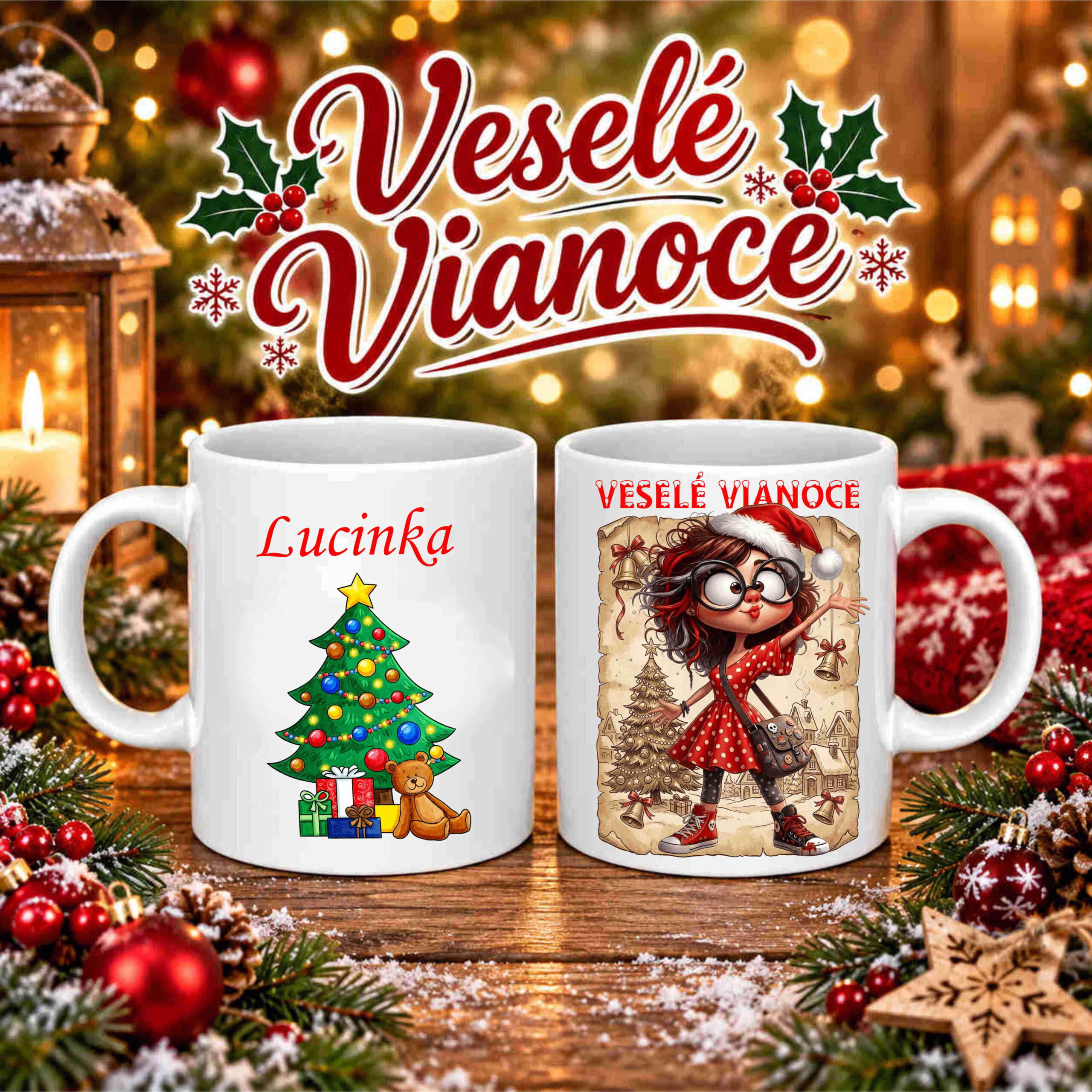 Vianočný hrnček pre ženu s menom na želanie
