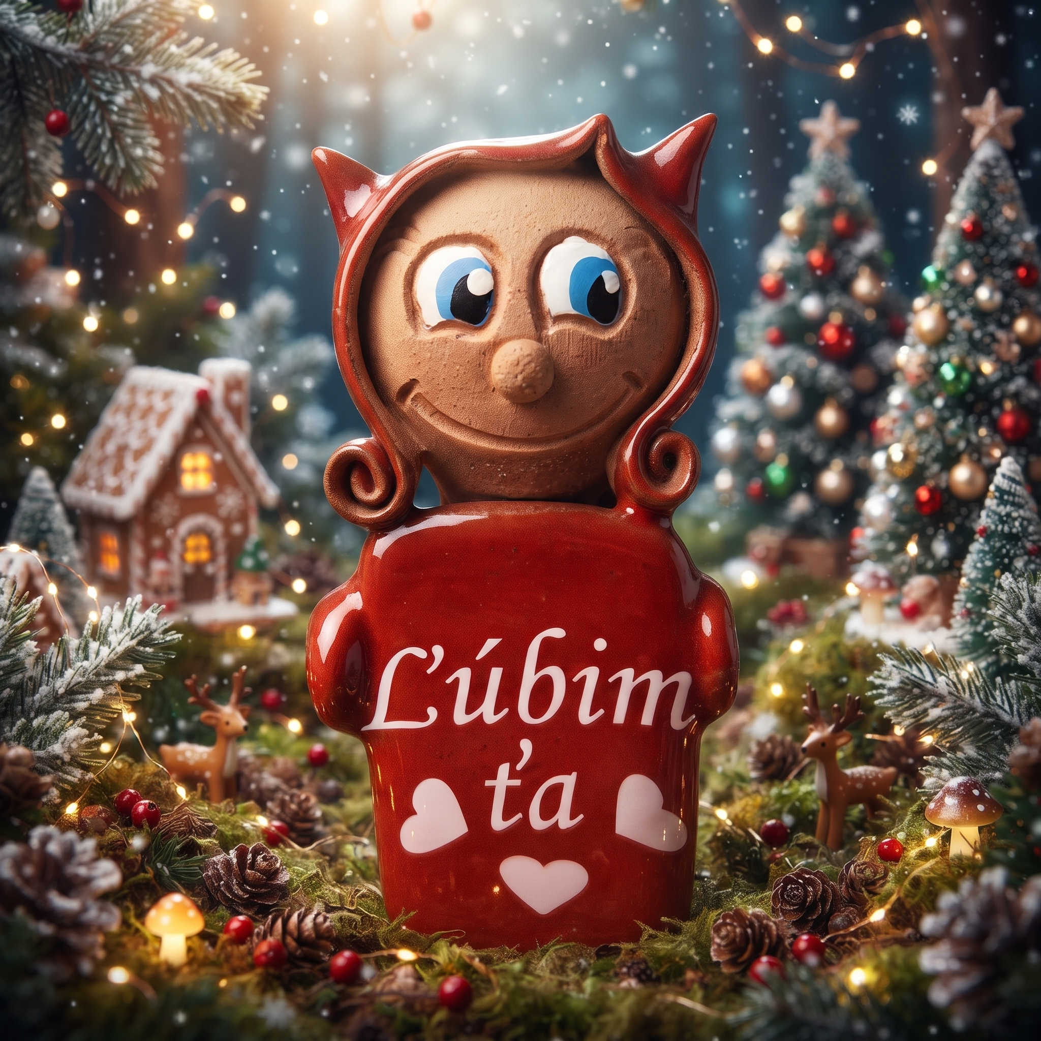 Postavička čertica s textom - ľúbim ťa